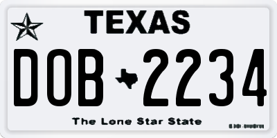 TX license plate DOB2234