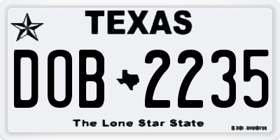 TX license plate DOB2235