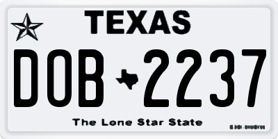 TX license plate DOB2237