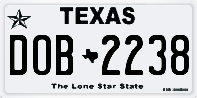 TX license plate DOB2238