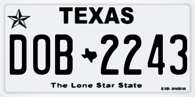 TX license plate DOB2243