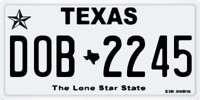 TX license plate DOB2245