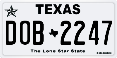 TX license plate DOB2247
