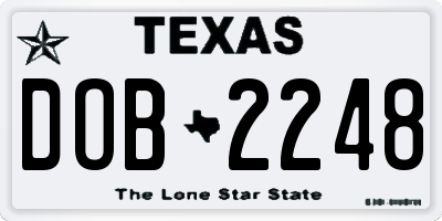 TX license plate DOB2248