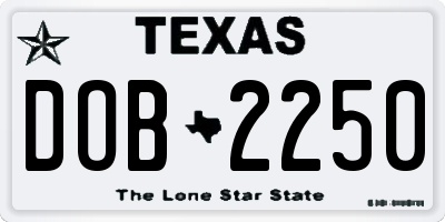 TX license plate DOB2250