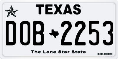 TX license plate DOB2253