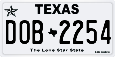 TX license plate DOB2254