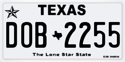 TX license plate DOB2255