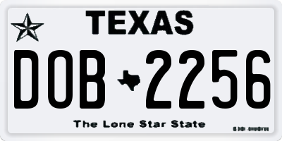 TX license plate DOB2256