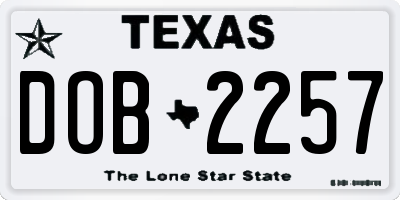 TX license plate DOB2257