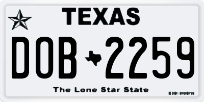 TX license plate DOB2259