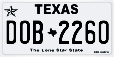 TX license plate DOB2260