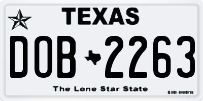 TX license plate DOB2263