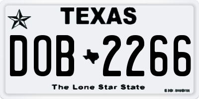 TX license plate DOB2266