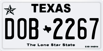 TX license plate DOB2267