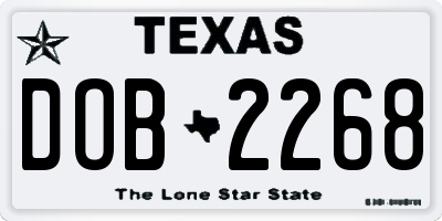 TX license plate DOB2268