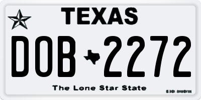 TX license plate DOB2272