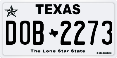 TX license plate DOB2273