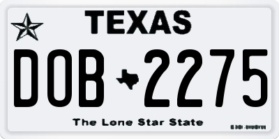 TX license plate DOB2275
