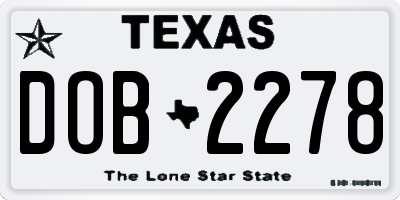 TX license plate DOB2278