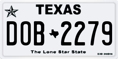 TX license plate DOB2279