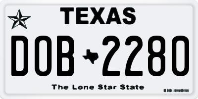 TX license plate DOB2280
