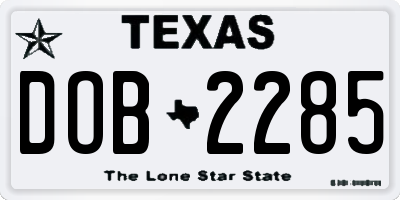TX license plate DOB2285