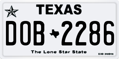 TX license plate DOB2286