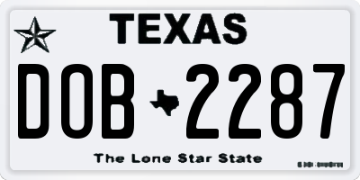 TX license plate DOB2287