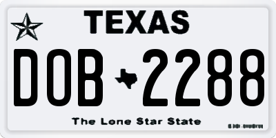 TX license plate DOB2288