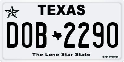 TX license plate DOB2290