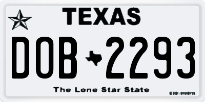 TX license plate DOB2293