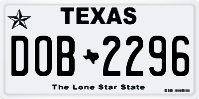 TX license plate DOB2296