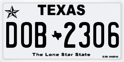 TX license plate DOB2306