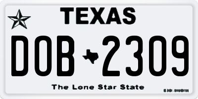 TX license plate DOB2309