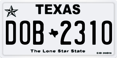 TX license plate DOB2310