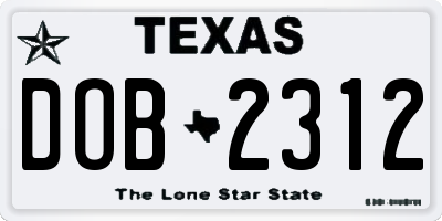 TX license plate DOB2312