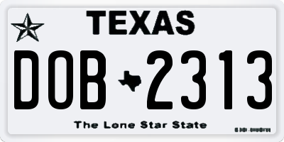 TX license plate DOB2313