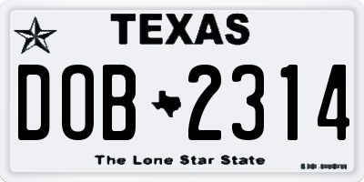 TX license plate DOB2314