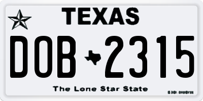 TX license plate DOB2315