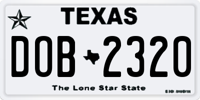 TX license plate DOB2320