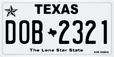 TX license plate DOB2321
