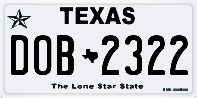TX license plate DOB2322