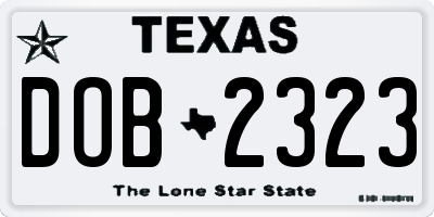 TX license plate DOB2323