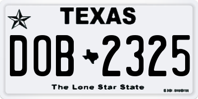 TX license plate DOB2325