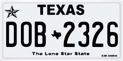 TX license plate DOB2326