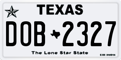 TX license plate DOB2327