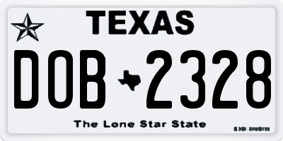 TX license plate DOB2328