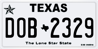TX license plate DOB2329