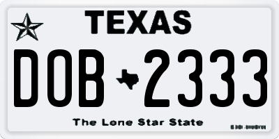 TX license plate DOB2333